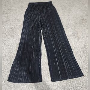 Hunter And Brown Buckle Black Pleated Flare Leg Dress Pants Size Large